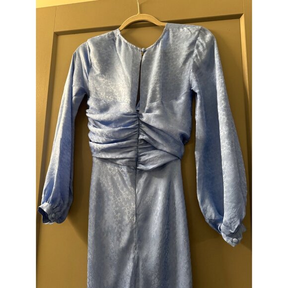 Rebecca De Ravenel Blue Long-Sleeve Jacquard Maxi Dress With Twist Knot Detail S - Picture 6 of 8